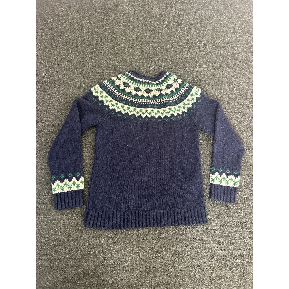 LL Bean Lambswool Fair Isle Sweater Navy Womens Small Pullover Crewneck Nordic - Picture 8 of 8